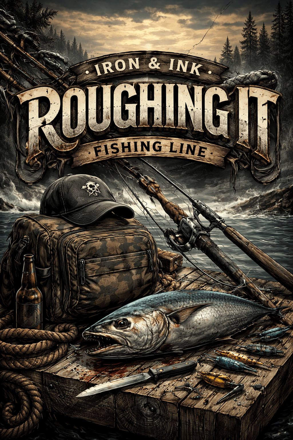 "Roughing it"Fishing Line - Iron & Ink Apparel