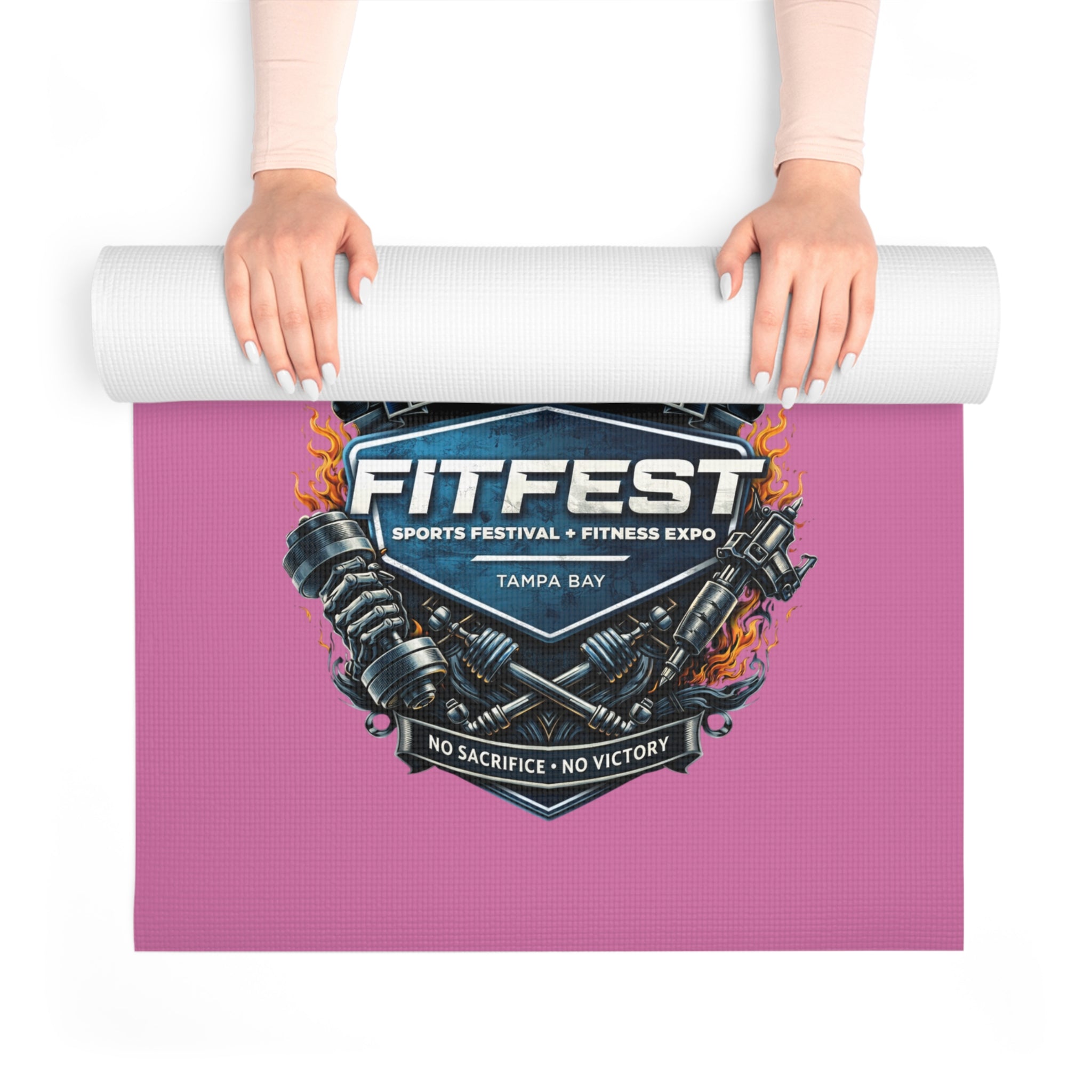 FitFest Logo Yoga Mat — Non‑Slip Fitness Exercise Mat - Iron & Ink Apparelironink tattoo fitness clothing